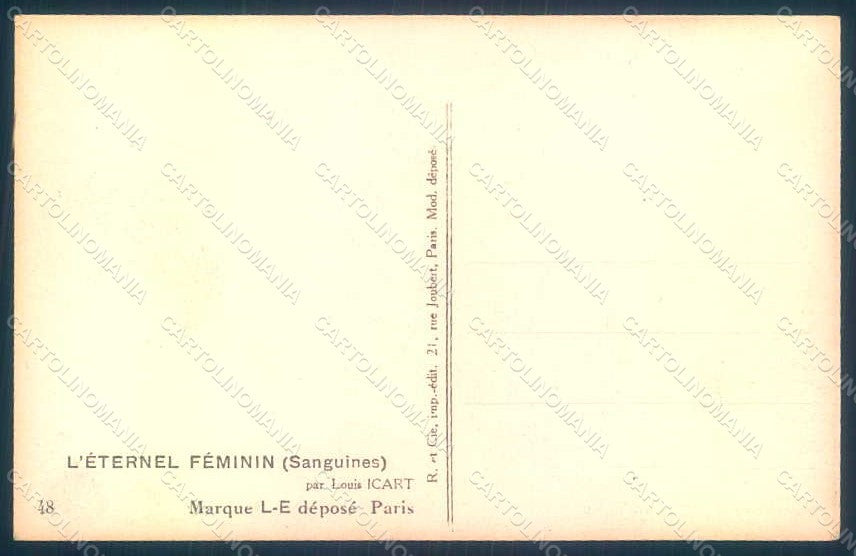 Artist Signed Icart L. Risque Lady Eternel Feminin serie 48 postcard HR1697 – retro