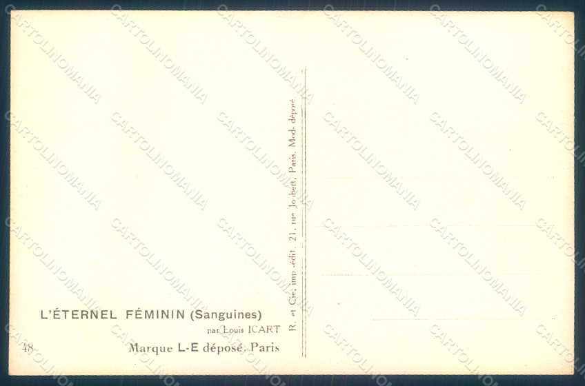 Artist Signed Icart L. Risque Lady Eternel Feminin serie 48 postcard HR1698 – retro