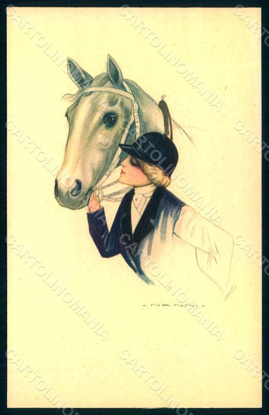 Artist Signed Nanni Fashion Sidesaddle Lady Horse serie 307-5 postcard HR1706 – fronte