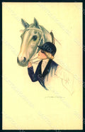 Artist Signed Nanni Fashion Sidesaddle Lady Horse serie 307-5 postcard HR1706 – fronte