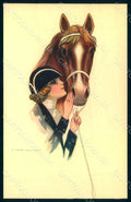 Artist Signed Nanni Fashion Sidesaddle Lady Horse serie 307-6 postcard HR1707 – fronte