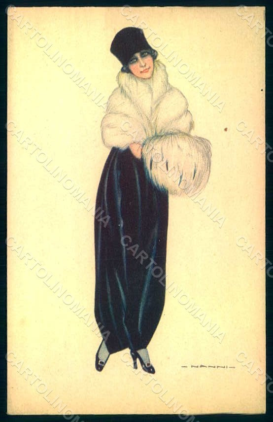 Artist Signed Nanni Glamour Fashion Lady Mode serie 340-5 postcard HR1711 – fronte