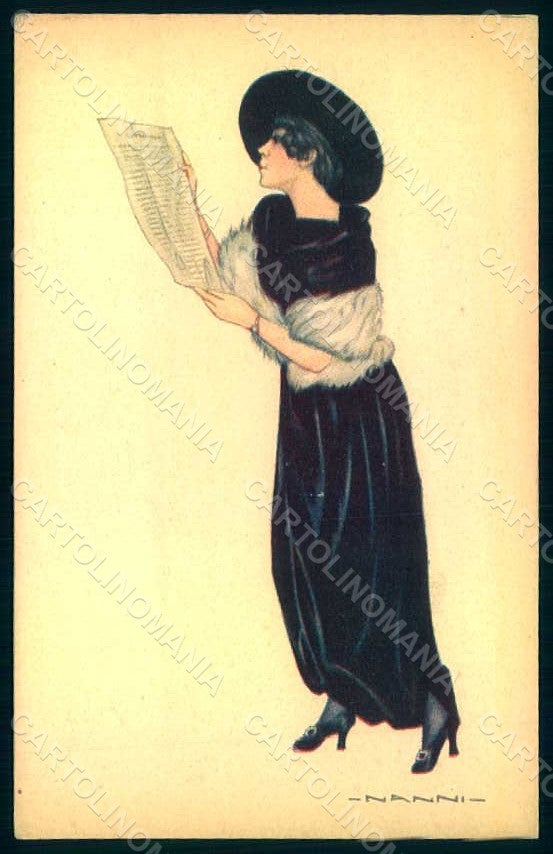 Artist Signed Nanni Glamour Fashion Lady Mode serie 340-1 postcard HR1712 – fronte
