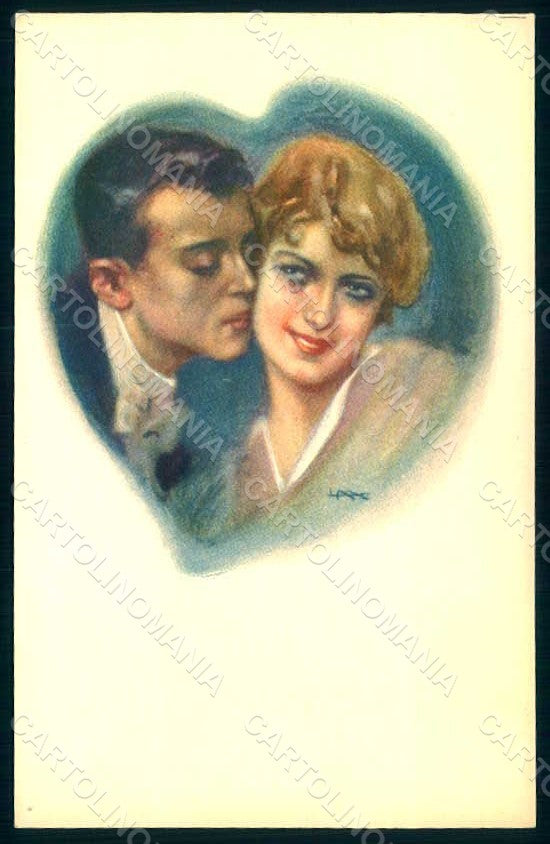 Artist Signed Metlicovitz Lady Romantic Couple serie 103-1 postcard HR1722 – fronte