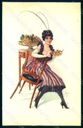 Artist Signed Malugani Glamour Fashion Lady Mode serie 52-2 postcard HR1734 – fronte