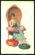 Artist Signed Malugani Glamour Fashion Lady Mode serie 52-4 postcard HR1735 – fronte