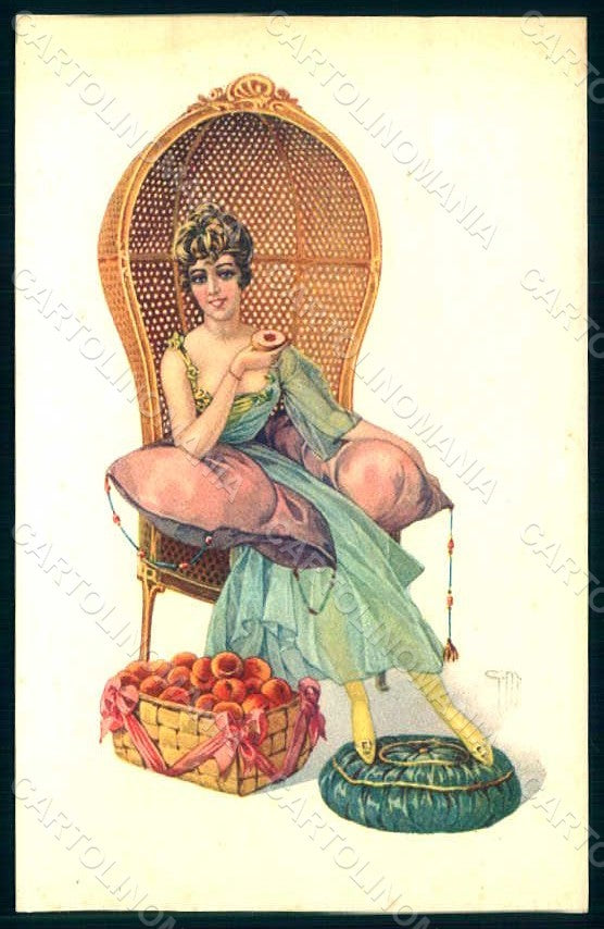 Artist Signed Malugani Glamour Fashion Lady Mode serie 52-4 postcard HR1735 – fronte