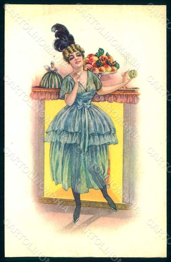 Artist Signed Malugani Glamour Fashion Lady Mode serie 52-5 postcard HR1736 – fronte
