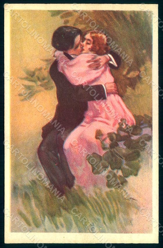 Artist Signed Metlicovitz Lady Romantic Couple serie 1734-4 postcard HR1737 – fronte