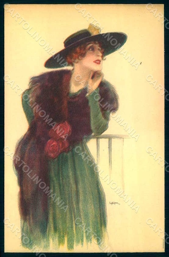 Artist Signed Metlicovitz Glamour Fashion Lady Mode serie 81-1 postcard HR1741 – fronte