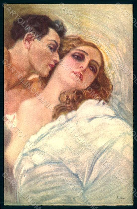 Artist Signed Metlicovitz Lady Romantic Couple serie 244-1 postcard HR1742 – fronte