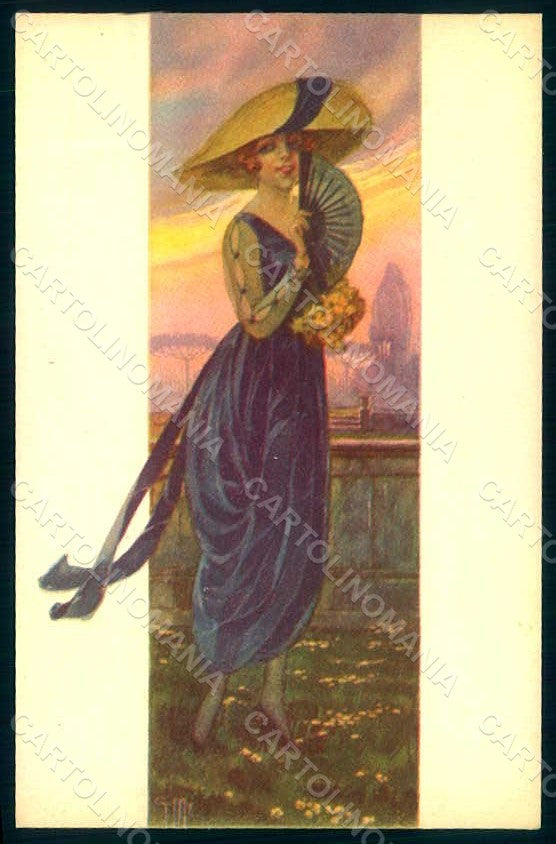 Artist Signed Malugani Glamour Fashion Lady Mode serie 76-6 postcard HR1749 – fronte