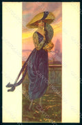 Artist Signed Malugani Glamour Fashion Lady Mode serie 76-6 postcard HR1749 – fronte