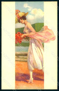 Artist Signed Malugani Glamour Fashion Lady Mode serie 76-3 postcard HR1751 – fronte