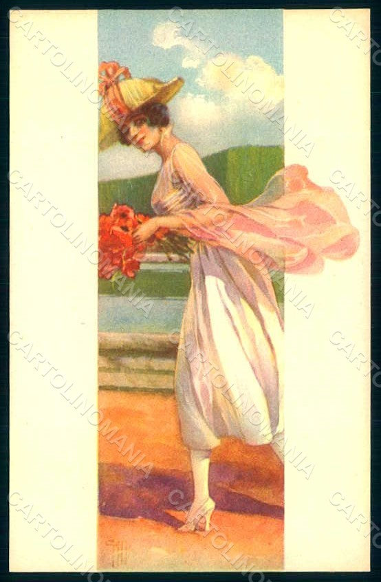 Artist Signed Malugani Glamour Fashion Lady Mode serie 76-3 postcard HR1751 – fronte