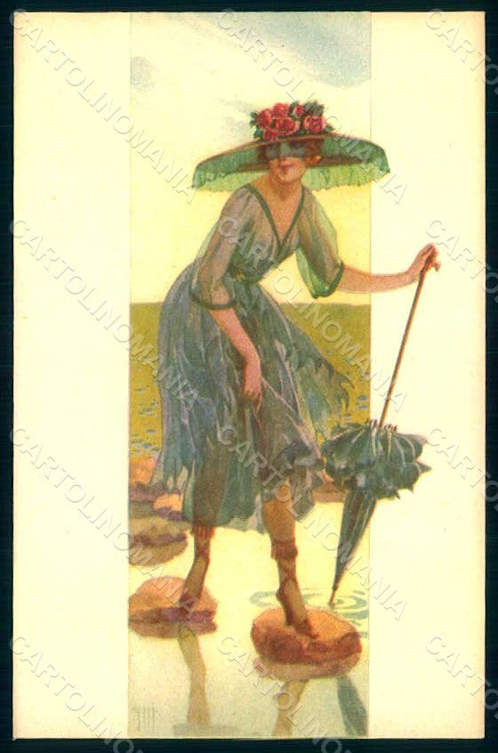 Artist Signed Malugani Glamour Fashion Lady Mode serie 76-5 postcard HR1752 – fronte