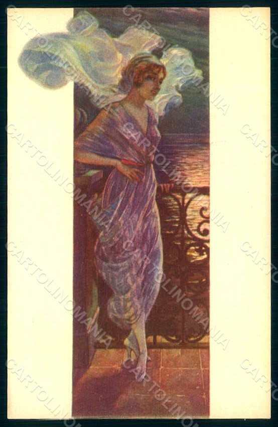 Artist Signed Malugani Glamour Fashion Lady Mode serie 76-2 postcard HR1754 – fronte