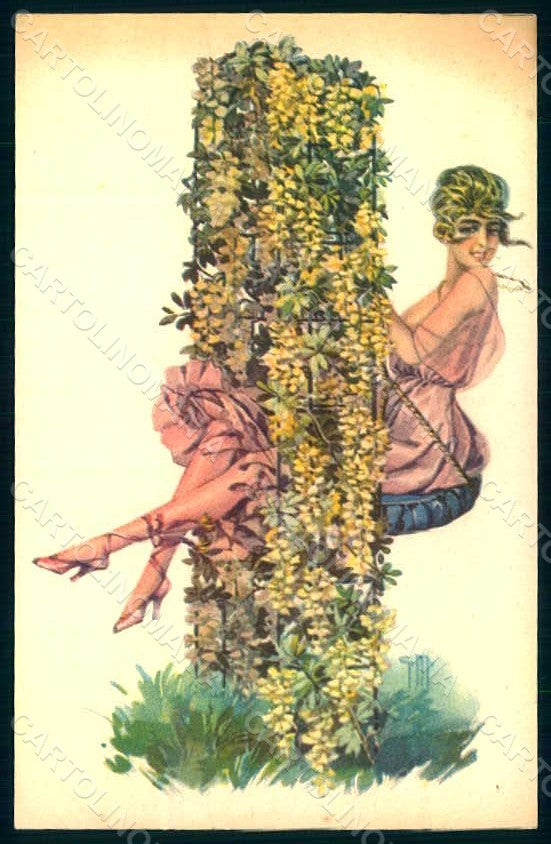 Artist Signed Malugani Glamour Fashion Lady Mode serie 74-1 postcard HR1755 – fronte