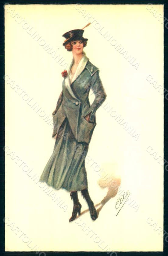Artist Signed Cenni E. Glamour Fashion Lady Mode serie 927-5 postcard HR1763 – fronte