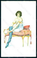 Artist Signed Willy Risque Lady serie 1081 postcard HR1775 – fronte