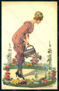 Artist Signed Malugani Glamour Fashion Lady Mode serie 74-6 postcard HR1776 – fronte