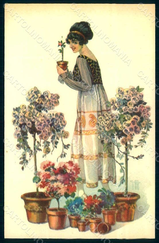 Artist Signed Malugani Glamour Fashion Lady Mode serie 74-5 postcard HR1777 – fronte