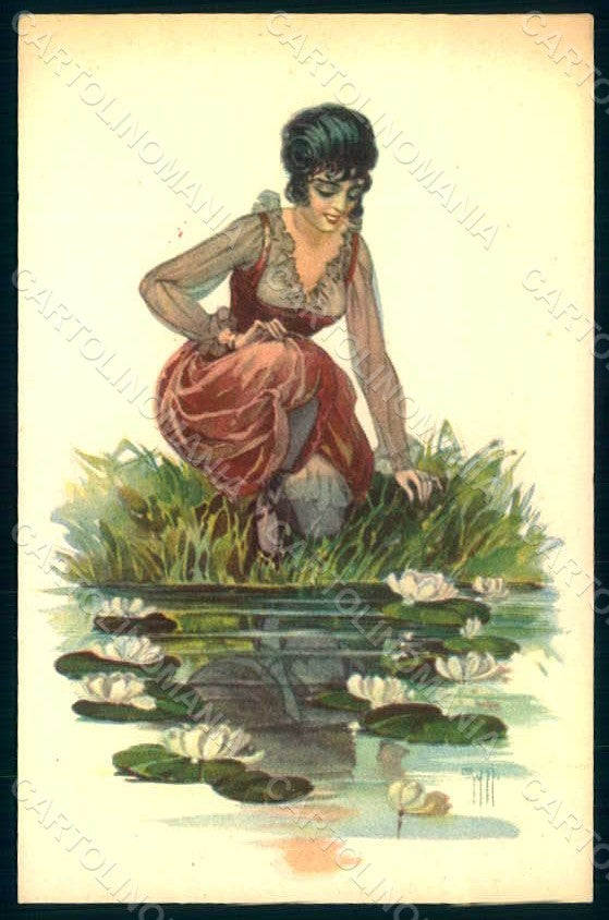 Artist Signed Malugani Glamour Fashion Lady Mode serie 74-3 postcard HR1778 – fronte