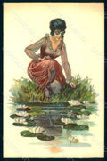 Artist Signed Malugani Glamour Fashion Lady Mode serie 74-3 postcard HR1778 – fronte