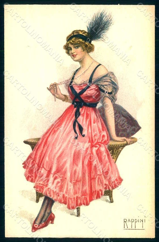 Artist Signed Rappini Glamour Fashion Lady Mode serie 2021 postcard HR1789 – fronte