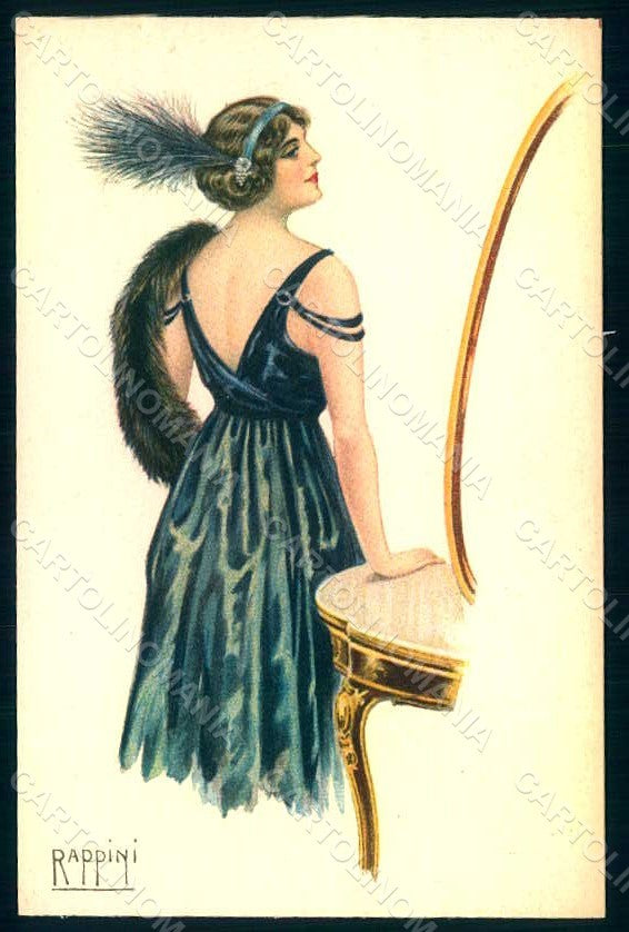 Artist Signed Rappini Glamour Fashion Lady Mode serie 2021 postcard HR1790 – fronte