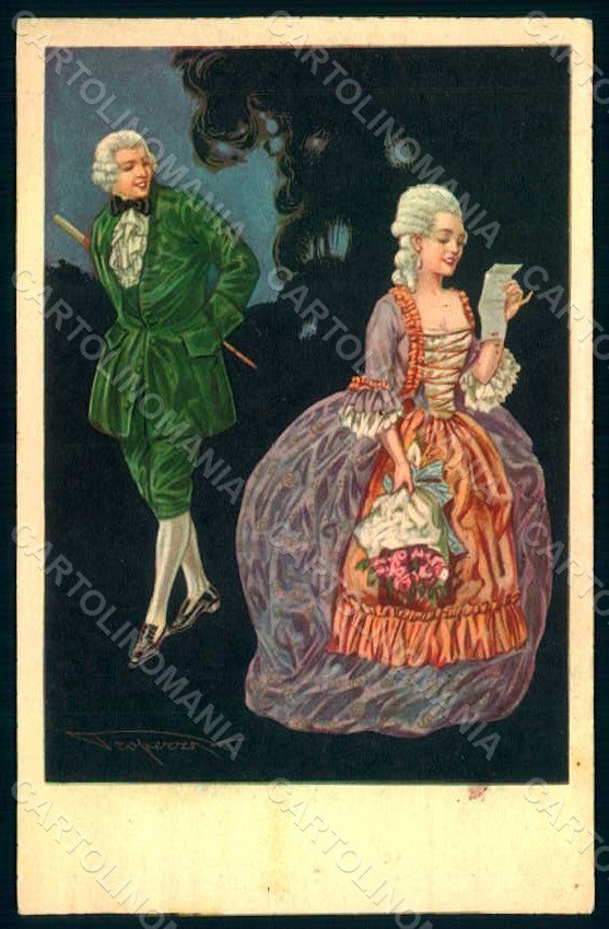 Artist Signed Properzi Lady Romantic Couple Degami 1015 postcard HR1800 – fronte