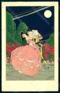 Artist Signed Gobbi Lady Art Deco Moon Pierrot s. 2474 CORNER CREASED pc  HR1818 – fronte