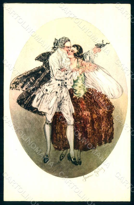 Artist Signed Gilles Lady Romantic Couple serie 1961 postcard HR1821 – fronte