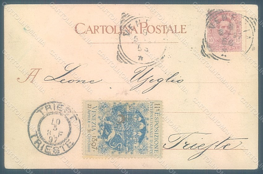 Artist Signed Sezanne A. Venezia Expo 1897 Aprile Ottobre Lion postcard HR1925 – retro