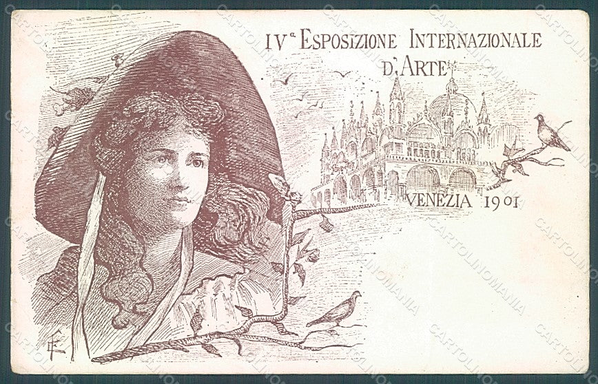 Artist Signed Lady Venezia IV Expo 1901 Esposizione Arte CORNER CREASE pc HR1941 – fronte