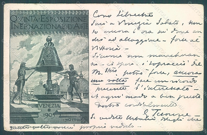 Artist Signed Sezanne A. Venezia V Expo 1903 Esposizione Arte WRINKLES pc HR1945 – fronte