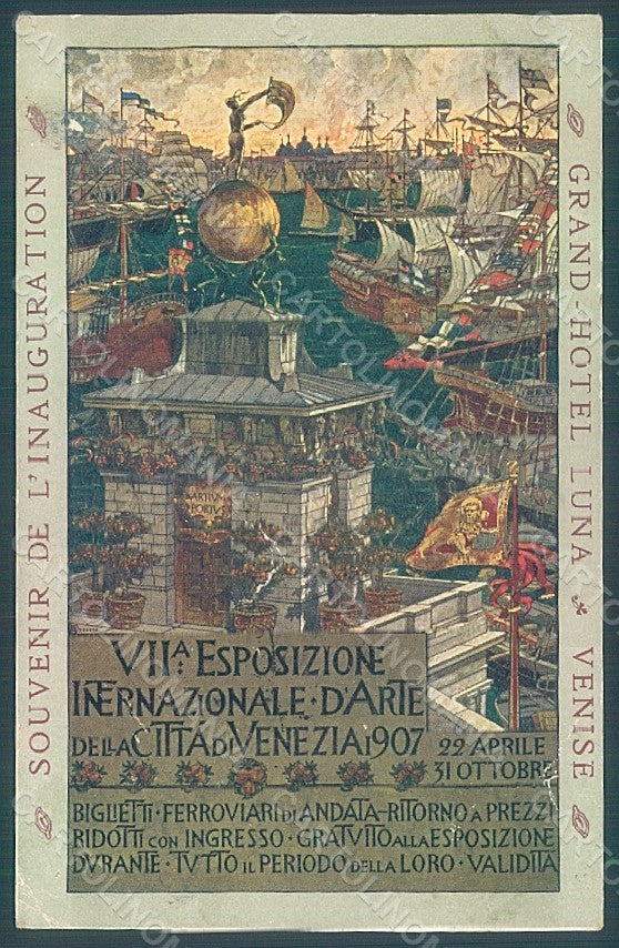 Artist Signed Sezanne Venezia VII Expo 1907 Esposizione Arte CREASES pc HR1961 – fronte