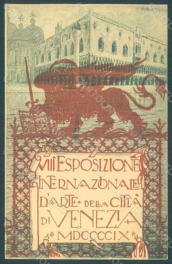 Artist Signed Ortelli Venezia VIII Expo 1909 Esposizione Arte postcard HR1962 – fronte