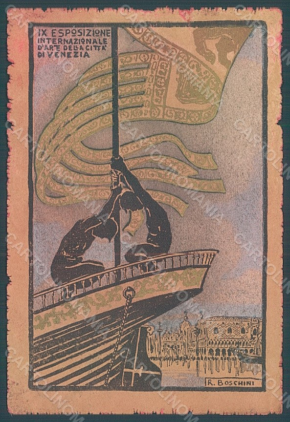 Artist Signed Boschini Venezia IX Expo 1910 Esposizione Arte TEARED pc HR1967 – fronte