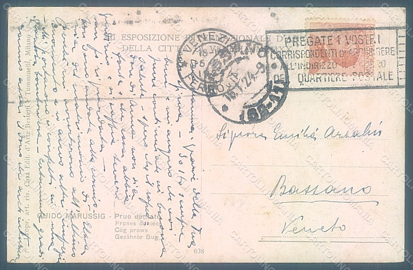 Artist Signed Marussig Venezia XII Expo 1920 Esposizione Arte postcard HR1970 – retro