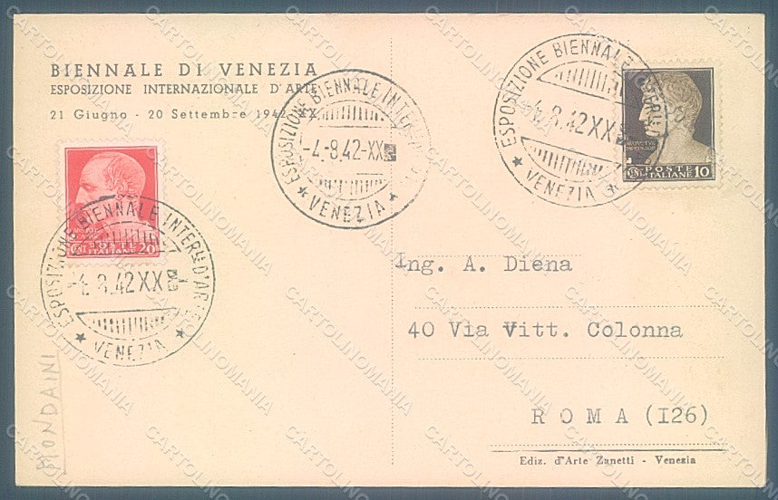 Artist Signed Mondaini Venezia XXIII Expo 1942 Esposizione Arte Horse pc HR1985 – retro