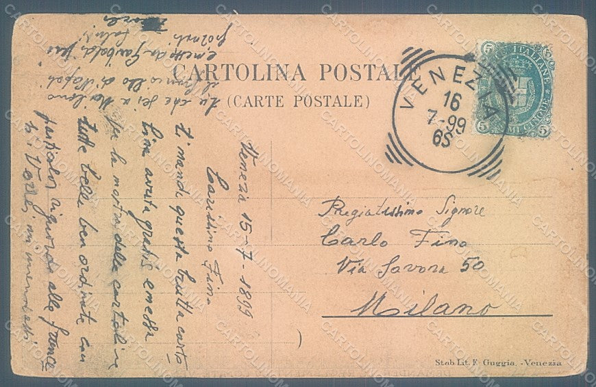 Artist Signed Tafuri Venezia Esposizione Internazionale Cartoline 1899 pc HR1988 – retro