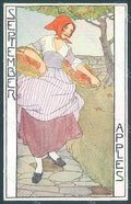 Artist Signed Rie Cramer Lady September Apples Seasons serie 134 postcard HR1999 – fronte