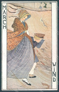 Artist Signed Rie Cramer Lady March Wind Seasons serie 134 postcard HR2001 – fronte