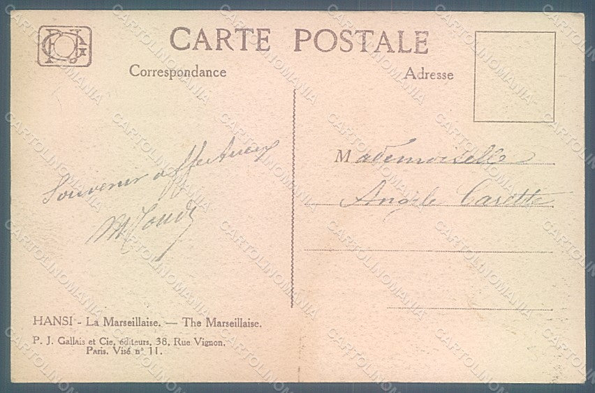 Artist Signed Hansi Children Alsace La Marseillaise postcard HR2009 – retro