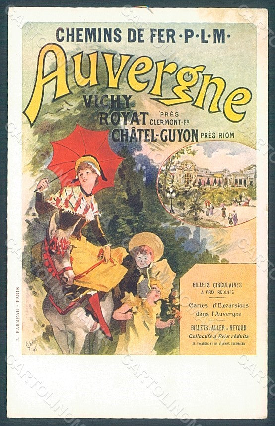 Artist Signed Cheret Auvergne Chemins de Fer P l M UNGLUED postcard HR2020 – fronte