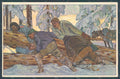 Artist Signed Hans Beat Wieland Men Lumberjack Horse Swisse postcard HR2026 – fronte