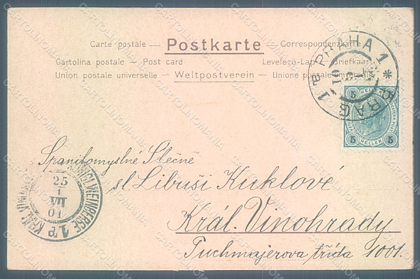 Artist Signed Hey P. Lady Man Herbstmorgen postcard HR2029 – retro