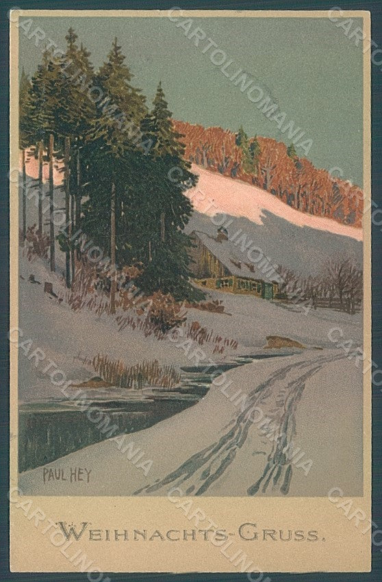 Artist Hey P. Winter Landscape Meissner & Buck 1433 CORNER CREASED pc HR2030 – fronte