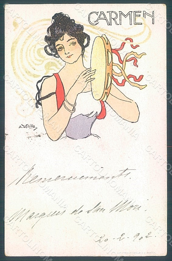 Artist Signed Utrillo Spanish Lady Fashion Carmen Opera WRINKLES pc HR2037 – fronte